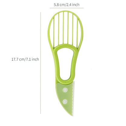 1pc 3-in-1 Avocado Slicer, Shea Corer & Butter Spreader - Green Plastic Kitchen Tool for Effortless Avocado Prep, Food-Safe Vegetable Cutter with Pulp Separator, Perfect for Salads & Sandwiches, Avocado Gifts