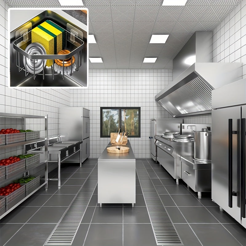 Stainless Steel Kitchen Sink Corner Storage Basket, Bathroom Suction Cup Storage Rack, Vegetable Washing Tray, Drain Rack