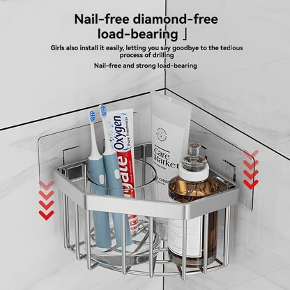 Stainless Steel Kitchen Sink Corner Storage Basket, Bathroom Suction Cup Storage Rack, Vegetable Washing Tray, Drain Rack