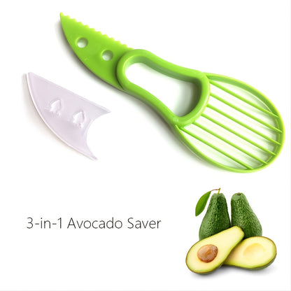 1pc 3-in-1 Avocado Slicer, Shea Corer & Butter Spreader - Green Plastic Kitchen Tool for Effortless Avocado Prep, Food-Safe Vegetable Cutter with Pulp Separator, Perfect for Salads & Sandwiches, Avocado Gifts