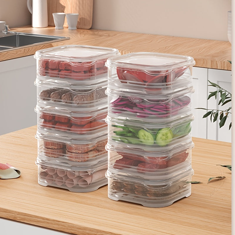 4/8/10pcs Clear Plastic Containers For Refrigerator With Lids, Food Storage Fresh-keeping Box, Dishwasher Safe, Fruit Vegetable Crisper, Dumpling Meat Ginger Garlic Green Onion Food Storage Containers, Home Kitchen Utensil