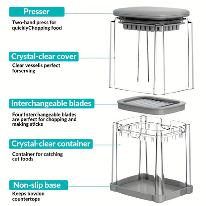 1pc French Fry Cutter, 4-Blade Vegetable Chopper & Dicer for Potatoes, Onions, Chilies, Fruits - Kitchen Utensils & Tools