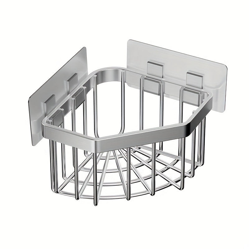 Stainless Steel Kitchen Sink Corner Storage Basket, Bathroom Suction Cup Storage Rack, Vegetable Washing Tray, Drain Rack